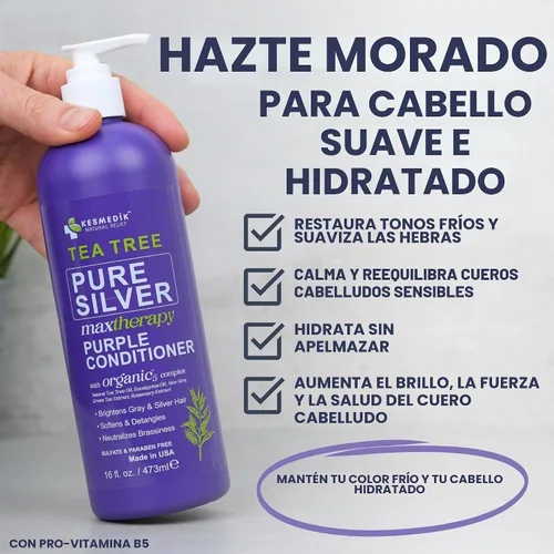 Vista 2 de Acondicionador de árbol de té morado para cabello decolorado, plateado