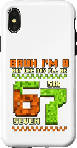 Vista 5 de Bruh I'm 8 But One-Day I'll Be 67 Retro 8th Birthday Kids Case for iPhone 17