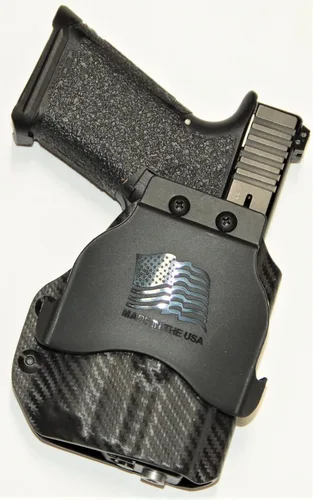 Vista 2 de REVKEL - Funda de pala moldeada Kydex personalizada para Smith & Wesson M&P Shield 9/40 con riel táctico de recuperación y Olight Baldr S. Dibujo a