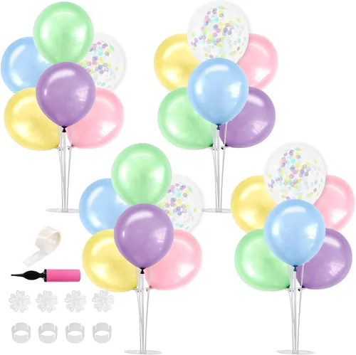Vista 21 de TONIFUL Juego de 4 centros de mesa de globos de color negro, azul