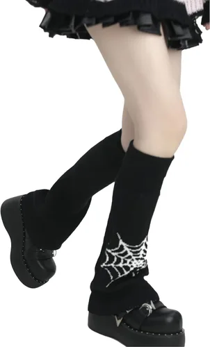 Vista 45 de Sexybody Calentadores de piernas para mujer, Y2K Kawaii con estampado de araña, gótico, Harajuku, Lolita, elegantes y bonitos, calcetines japoneses