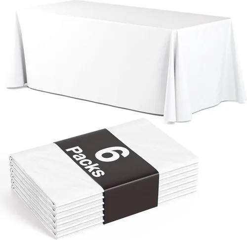Vista 9 de Paquete de 6 manteles rectangulares desechables de plástico color negro, 70 x 120 pulgadas, para fiestas, mantel rectangular, manteles desechables