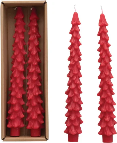 Vista 12 de Creative Co-Op Velas cónicas en forma de árbol sin perfume, ponche de huevo, juego de 2 en caja, 5 pulgadas Eggnog