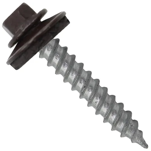 Vista 92 de 12 tornillos para techos de metal gris ABC de 1-1/2 pulgadas, cabezal de arandela hexagonal, arranque automático/roscado, arandela EPDM. 1 bolsa