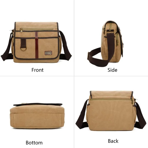 Vista 3 de Canvas Messenger Bag Satchel Bag Crossbody Bag Shoulder Bag 14inch With Water Pocket