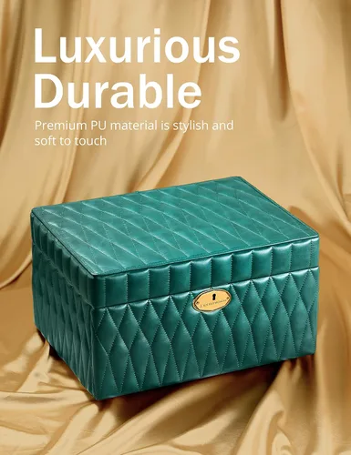 Vista 2 de Jentlewoman Joyero organizador de joyas de 3 niveles y caja de almacenamiento caja de almacenamiento con cerradura para anillos collares aretes