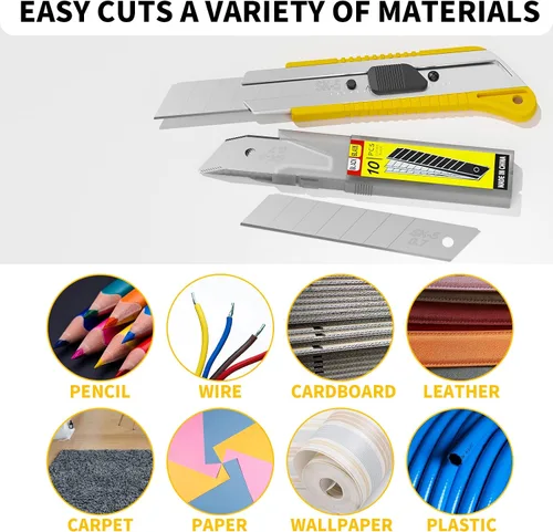 Vista 5 de Paquete de 50 cuchillas de cuchillo utilitario de 0.984 in, cuchillas a presión para cortadores de caja retráctiles y cuchillos, cuchillas SK5