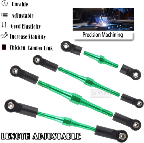 Vista 4 de Tensores de aluminio Camber Links Upgrades Part para 1/10 Slash 2WD/Stampede 2WD/Rustler 2WD/Bandit 2WD, tensores de aleación Camber Links Hops Up