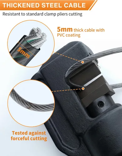 Vista 4 de Candado de Cable de Combinación de 4 Dígitos con 3 Cables de Acero (9"/24"/47") - Reinicio Seguro Solo con Código Actual - para Bicicleta, Equipaje