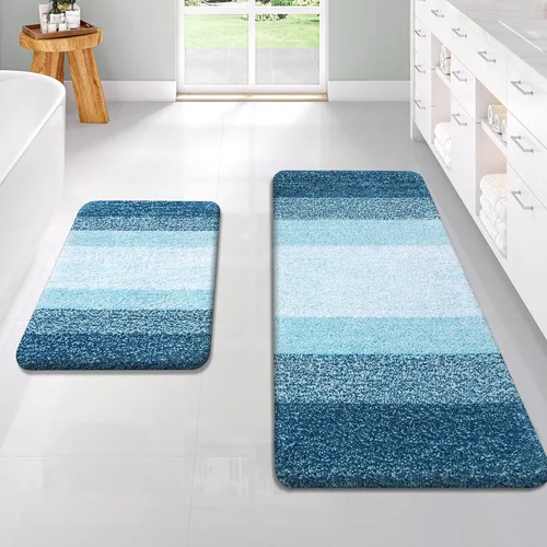 Vista 96 de OLANLY - Juego de tapetes para baño de 2 piezas, de microfibra, suaves y absorbentes, antideslizantes, lavables a máquina y para secadora, felpudos