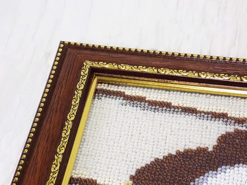 Vista 7 de Handmade Gift for Twins sister brother Bead embroidery wall decor seed stitch picture for nursery