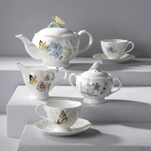 Vista 2 de Lenox Butterfly Meadow - Juego de té de 8 piezas, servicio para 2, color blanco