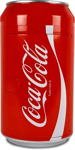 Vista 2 de Coca Cola Mini Refrigerador - Refrigerador para Dormitorio, Oficina, Enfriador de Bebidas Portátil de Mesa, Refrigerador de 12V 220V para Bebidas