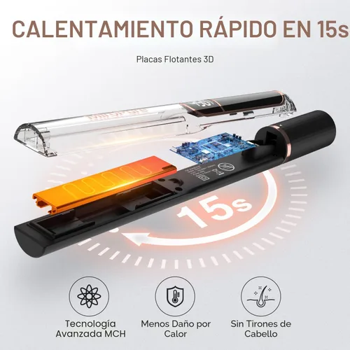 Vista 4 de MiroPure Alisadora de Cabello, Alisadora de Cabello con Placas de Titanio de 1 Pulgada con Calentamiento de 15S, Plancha de Cabello Profesional