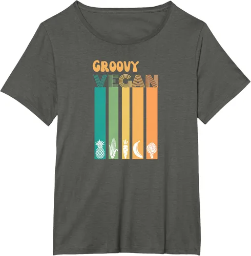 Vista 63 de Groovy Vegan Retro Vintage Cool Veggies 70 80 Flower Power Camiseta, Negro