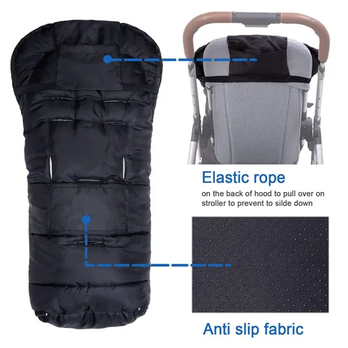 Vista 2 de Yobee Saco universal para cochecito de bebé, saco de dormir cálido para caminar al aire libre, para correr, impermeable, a prueba de invierno, saco