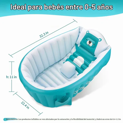 Vista 2 de Bañera inflable para bebés (azul)