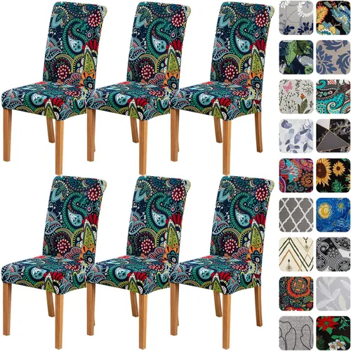 Vista 70 de HZDHCLH Juego de 4 fundas para sillas de comedor color burdeos, fundas elásticas de elastano para sillas Parsons, paquete de 4, fundas de asiento