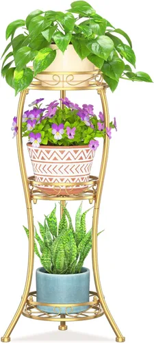 Vista 14 de LASZOLA 3 Tiers Metal Corner Plant Flower Stand Tall Indoor Outdoor, Bronze Bronce