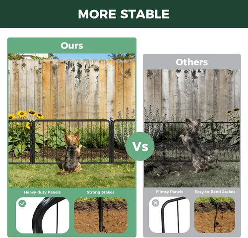 Vista 2 de FXW Valla de jardín al aire libre para el patio, 17 pulgadas de alto x 29.3 pies de largo, barrera de metal resistente para animales, para perros