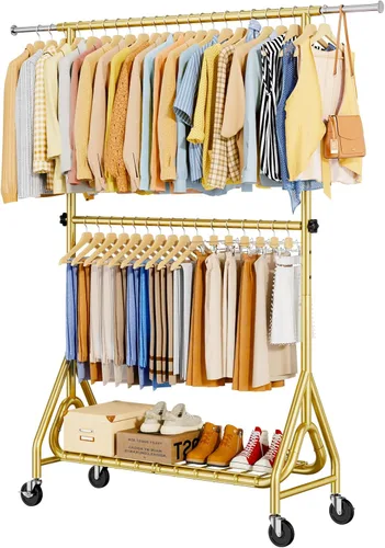 Vista 13 de Perchero de Ropa Resistente, Perchero de Ropa de Metal con Capacidad de 450 Libras, Percheros Rodantes para Colgar Ropa con Ruedas Bloqueables
