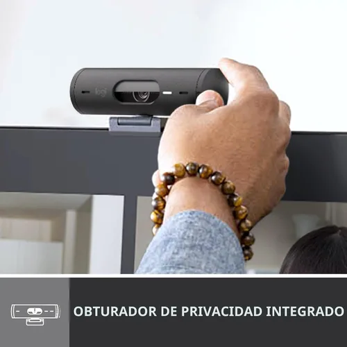 Vista 6 de Logitech Brio 501 - Cámara web Full HD con corrección automática de luz, modo de espectáculo, micrófonos de reducción de ruido, cubierta de Negro