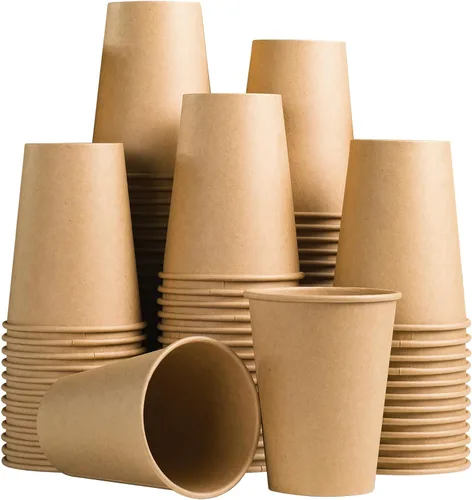 Vista 14 de Lamosi 200 paquete de tazas de papel kraft de 10 onzas, tazas de café de papel desechables marrones, tazas sin blanquear para bebidas