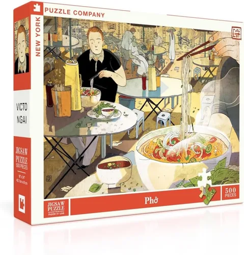 Vista 7 de New York Puzzle Company - Victo Ngai Cazuela - Rompecabezas de 500 piezas para noches de juego familiares por Victo Ngai