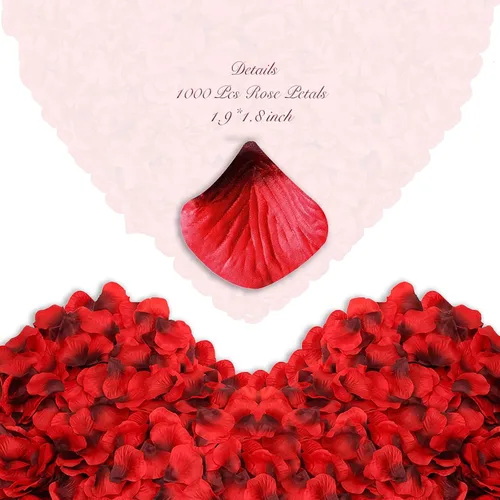 Vista 2 de Pyrrhiax 1000 pétalos de rosa artificiales, pétalos de rosa falsos para noches románticas, bodas, propuestas de decoración de flores de aniversario