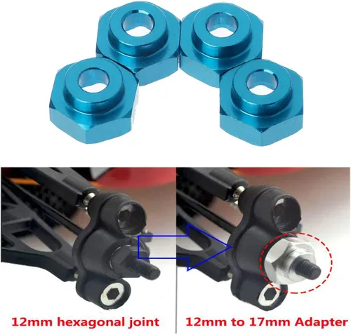 Vista 5 de ShareGoo - Adaptador hexagonal de metal de 0.472 in a 0.669 in compatible con neumáticos Tamiya Axial RC4WD Traxxas HPI Himoto HSP Losi Kyosho RC
