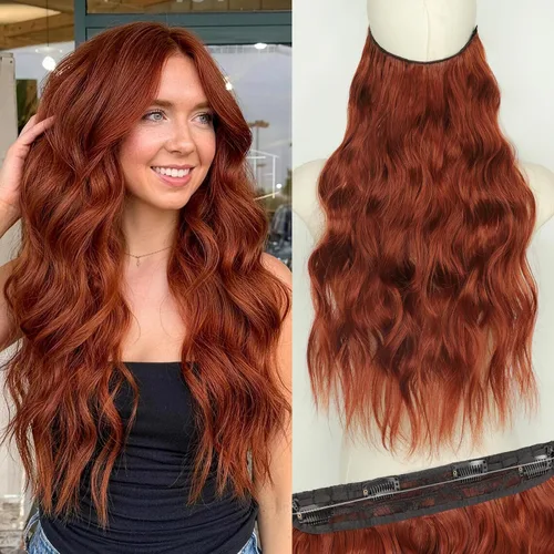 Vista 73 de KooKaStyle - Extensiones de cabello con hilo invisible, diadema transparente, ajustables, 4 clips fijadores, cabello largo y ondulado de 12