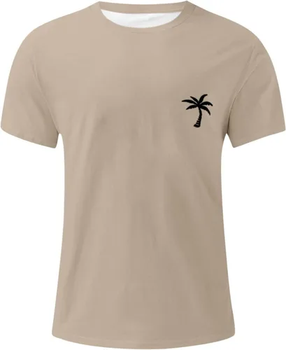 Vista 3 de Generic Camisas casuales para hombre, cuello redondo, manga corta, sueltas, de verano, a la moda