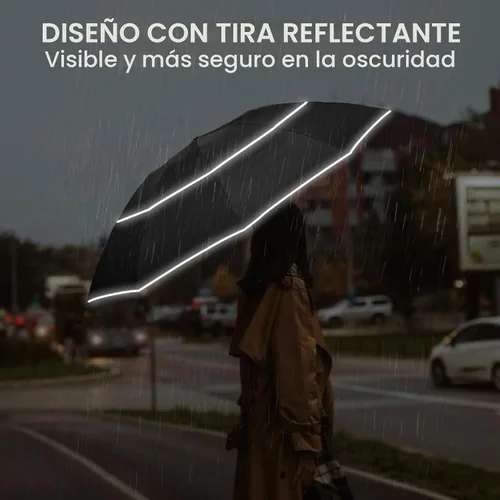 Vista 2 de G4Free 54/62 Inch Large Inverted Golf Umbrella Windproof Reflective Stripe Reverse Folding Umbrella, for Rain, Double Canopy, Automatic Open
