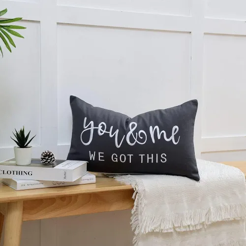Vista 3 de Sunkifover Fundas de almohada decorativas de 12 x 20 pulgadas, funda de almohada lumbar suave y sólida, decoración bordada, funda de cojín