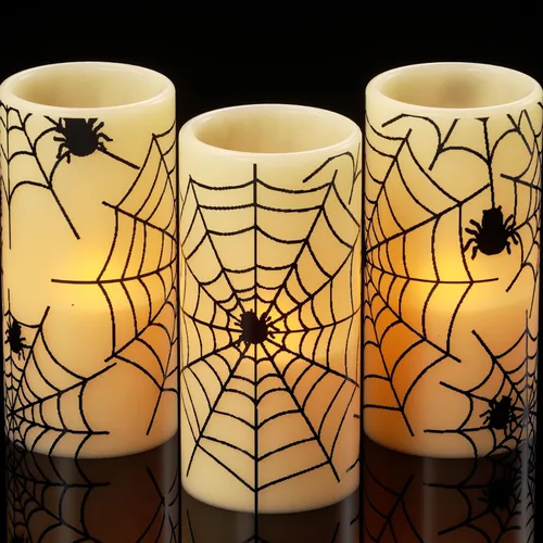 Vista 18 de Juego de 3 velas de calcomanía de Halloween de DRomance