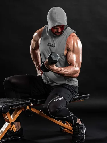 Vista 5 de DRSKIN 1 2 unidades de camisetas sin mangas, sudaderas con capucha para hombre, para culturismo, musculación, entrenamiento en gimnasio