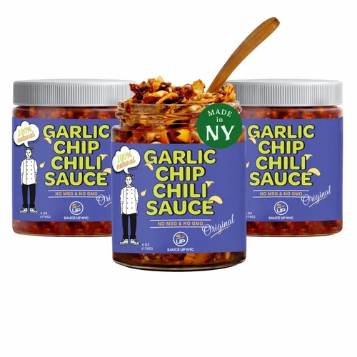 Vista 8 de SAUCE UP Salsa de chile con chispas de ajo Sabor Chipotle Totalmente natural, Keto, sin gluten, sin MSG Ajo frito, chiles mexicanos