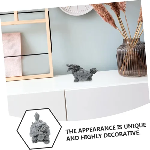 Vista 7 de Toddmomy Decoración para el hogar, figura de tortuga, estatua decorativa de tortuga para pecera, adorno de prosperidad asiática gris