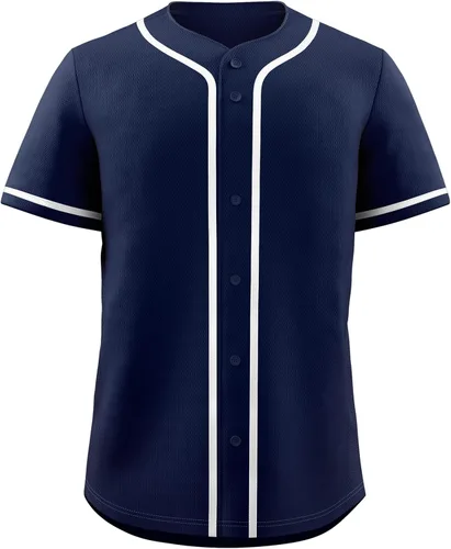 Vista 36 de KXK Camiseta de béisbol en blanco para hombre, camisas casuales con botones, manga corta, uniforme deportivo de equipo activo