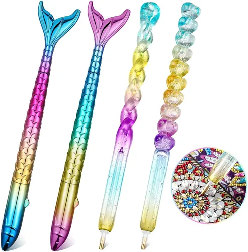 Vista 2 de Ovelur 7 piezas de accesorios de pintura de diamantes bolígrafos con 5 piezas de almacenamiento de cera de pintura de diamante, bolígrafos de arte