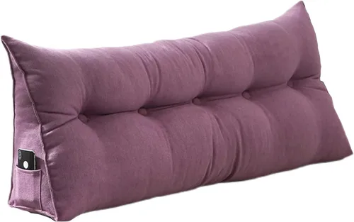 Vista 11 de Almohada de lectura extragrande para cabecero, almohada triangular de apoyo para la espalda, almohada extraíble de terciopelo para cabecero
