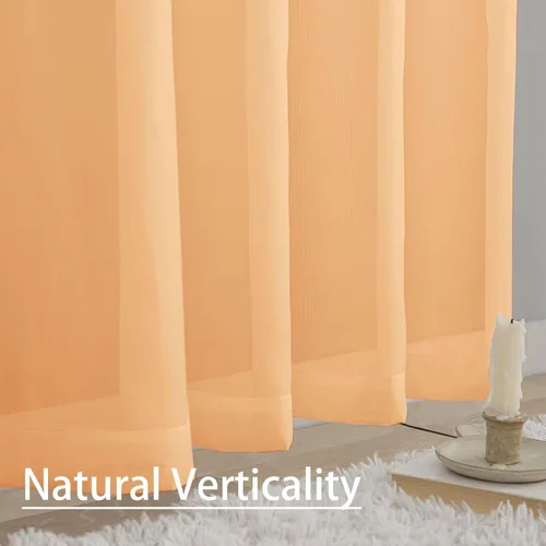 Vista 7 de Cortinas de gasa semitransparentes, 30 pulgadas de largo, 2 paneles, con bolsillo para cortinero, tratamiento para ventanas, para sala de estar