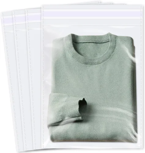 Vista 5 de iMailer - 100 bolsas de celofán de plástico transparente de 10 x 13 pulgadas - Bolsas de polietileno de celofán autosellables resellables