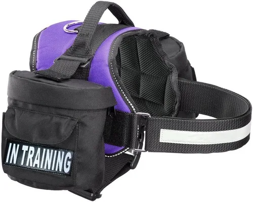 Vista 6 de in Training Service Arnés para perro con bolsa extraíble para silla de montar, mochila bolsa de transporte de viaje. 2 parches de entrenamiento