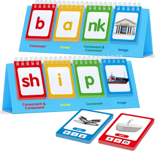Vista 8 de CVC Word Flip Chart - 40 Tarjetas de doble cara con palabras de vocal corta, independiente, herramienta educativa de aprendizaje para suministros