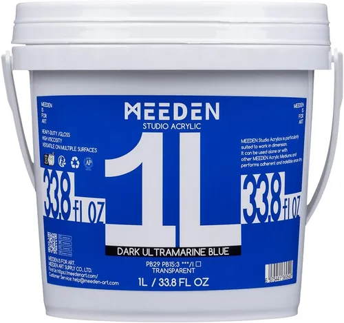 Vista 12 de MEEDEN Juego de pintura acrílica: 1L/33.8 oz x 12 colores pinturas acrílicas grandes a granel - Pinturas artísticas brillantes de cuerpo pesado