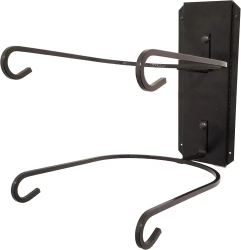 Vista 3 de American Made 2 Hat Cowboy Hat Rack - Soporte clásico para sombreros montado en la pared de acero negro