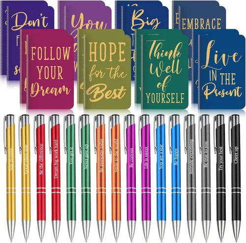 Vista 17 de Funrous 32 bolígrafos con cita motivacional, bloc de notas inspiradoras, mini diario con bolígrafo, cuadernos pequeños, regalo para hombres