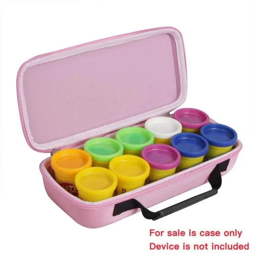 Vista 2 de Hermitshell Estuche rígido de viaje para compuesto de modelado Play-Doh, paquete de 10 latas de colores de 2 onzas (solo caja) (rosa)