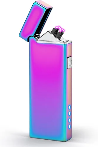 Vista 9 de LcFun Encendedor eléctrico recargable por USB, resistente al viento, de plasma, doble arco con indicador de batería LED, sin llama, encendedores